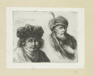 Deux hommes avec chapeau et turban (Oeuvre Complette des Eaux Fortes par Jean Chalon) - Jan Chalon