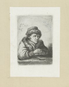 Homme adulte à une table, en manteau de fourrure - Jan Chalon