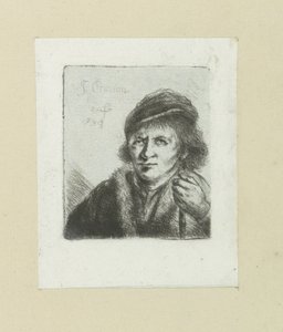 Homme adulte avec chapeau et bâton - Jan Chalon