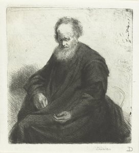 Vieil homme assis avec un long manteau - Jan Chalon