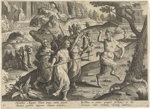 Femmes chassant un satyre