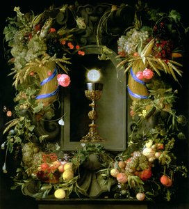Calice de communion et hostie, entourés d