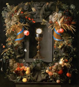 Eucharistie dans une couronne de fruits