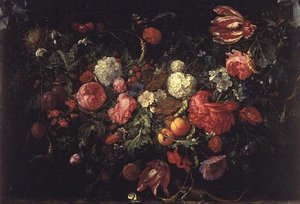 Nature morte de fleurs et de fruits