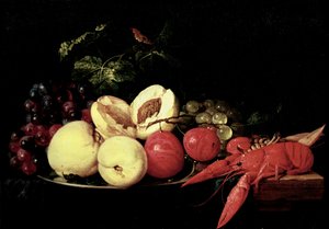 Nature morte de fruits avec un homard