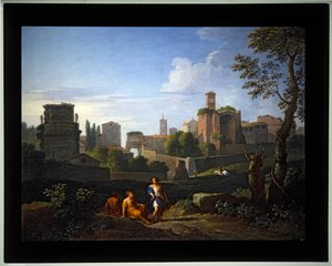 Ensemble de quatre caprices ; (4) Arches de Constantin et Titus, Tour du Capitole, Temple de Vénus et la Tour de l