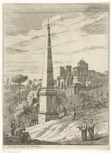 Paysage italianisant avec obélisque et vue sur la ville - Jan Frans van Bloemen