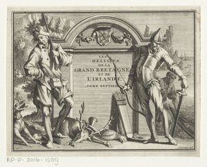 Deux chasseurs devant un décor architectural - Jan Goeree (possibly)