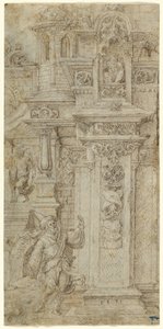 Deux rois et une femme quittant un palais élaboré - Jan Gossaert
