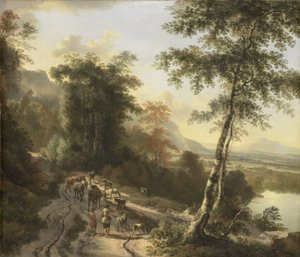 Paysage avec des conducteurs de bétail - Jan Hackaert