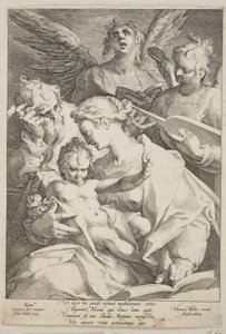 La Sainte Famille assistée par des anges