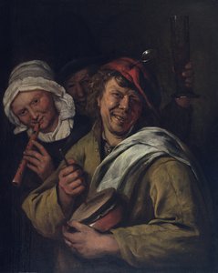 Le Rommelpot : Intérieur avec trois figures - Jan Havicksz. Steen