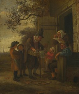 Un colporteur vendant des lunettes devant un cottage, vers 1653 - Jan Havickszoon Steen