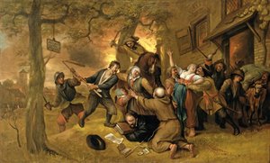Paysans et soldats devant une taverne - Allégorie du viol des Pays-Bas