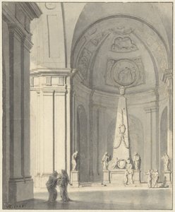 Grande salle voûtée avec un monument funéraire - Jan Hendrik Troost van Groenendoelen