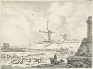 Dessinateur esquissant sur la Hoogendijk, hors de la Haarlemmer Poort - Jan Hulswit