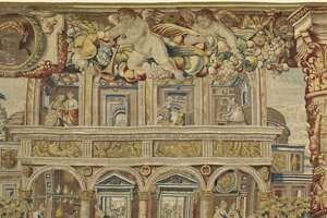 (détail) du palais et ange musicien de Vertumne et Pomone, vers 1630 - Jan II Raes
