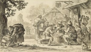 Partie de cartes de fermiers devant l