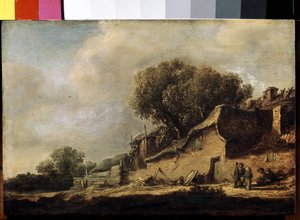 Paysage à la chaumière et au chêne
