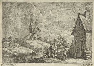 Paysage avec auberge et moulin