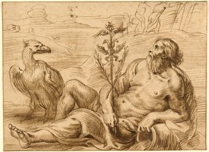 Dieu de la rivière avec un aigle - Jan Lievens