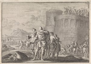 Hyrcanus, fils de Simon, se détourne pendant le siège du château de Dagon - Jan Luyken