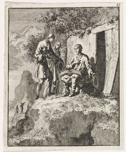 Ermite visité par deux figures - Jan Luyken