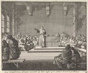 Prédication par un prêtre à un autel - Jan Luyken