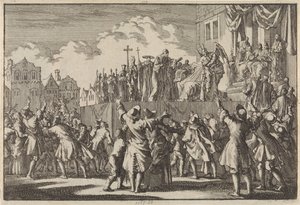 Scène de rue à Aberdeen ridiculisant la religion catholique, 1689 - Jan Luyken