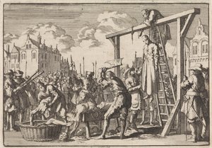 À Londres, le jésuite William Ireland est pendu et John Grove est écartelé pour un complot de régicide, 1679 - Jan Luyken