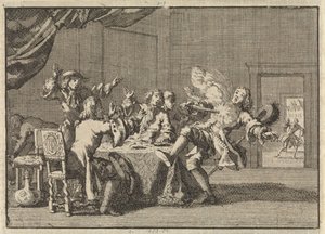 Thomas Tullock, partisan du roi Jacques II en Écosse, tué par le déclenchement inattendu de son pistolet, 1690 - Jan Luyken