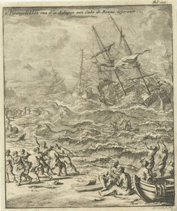 Naufrage de navires au Cap de Bonne-Espérance, 1693
Le naufrage de trois navires au Cap de Bonne-Espérance (titre sur l