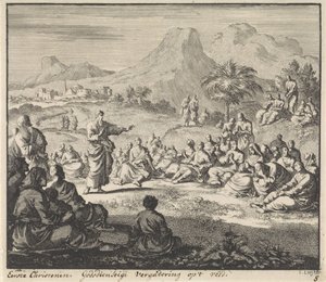 Premiers chrétiens écoutant un sermon dans le désert - Jan Luyken