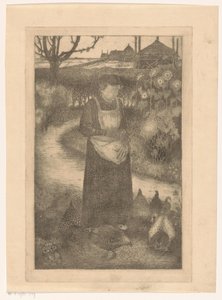 Anne Zernike nourrissant les poules