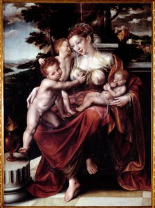 Allégorie de la Charité (Femme nourrissant plusieurs bébés) - Jan Massys or Metsys
