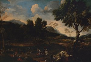 Paysage avec une bataille entre deux béliers, vers 1640