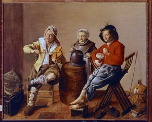 Deux garçons et une fille faisant de la musique - Jan Miense Molenaer