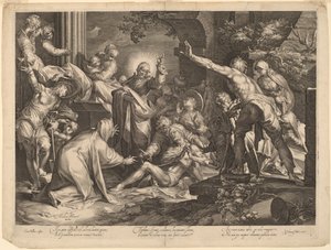 La Résurrection de Lazare - Jan Muller, after Abraham Bloemaert