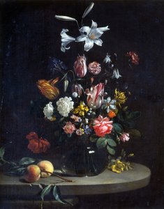Nature morte : Bouquet de fleurs dans un vase en verre - Jan Olis