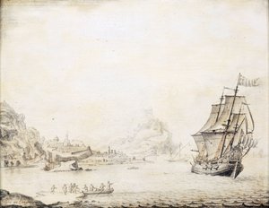 Un navire britannique au large de Satalia (Turquie), en 1677, entouré d