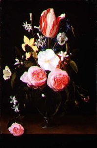 Nature morte avec des fleurs dans un vase en verre - Jan Philip van Thielen