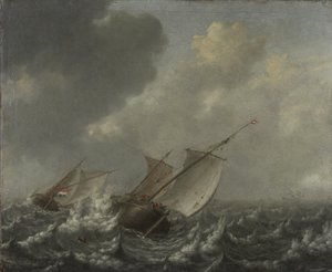 Navires sur une Mer Agitée - Jan Porcellis