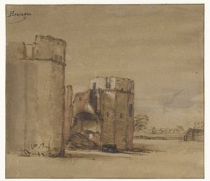 Vue du château Honingen près de Rotterdam - Jan Ruyscher (attributed to)