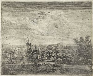 Vue de village avec une église - Jan Ruyscher