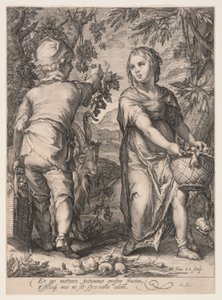 Automne (garçon et fille récoltant des fruits), extrait des Quatre Saisons