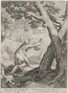 Élie quitte le monde dans un char de feu et laisse son manteau à Élisée (Quatre scènes de la vie des prophètes Achia et Élie)