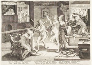 Planche trois, des Cinq Vierges sages et des Cinq Vierges folles - Jan Saenredam