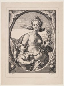 Vénus et Amor, de Trois dieux ou déesses païens - Jan Saenredam