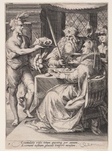 Hiver (Banquet avec Bacchus attendant un couple de personnes âgées), extrait des Quatre Saisons - Jan Saenredam