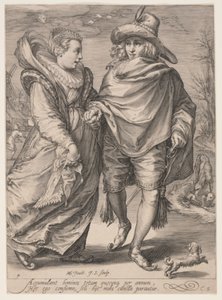 Winter (Young Couple Skating), extrait des Quatre Saisons - Jan Saenredam